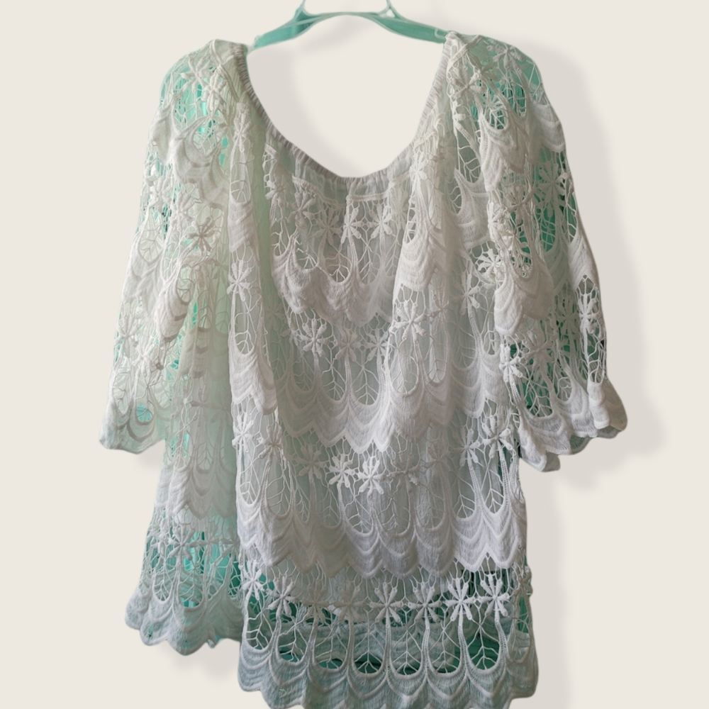 Rainbow White Lace Top